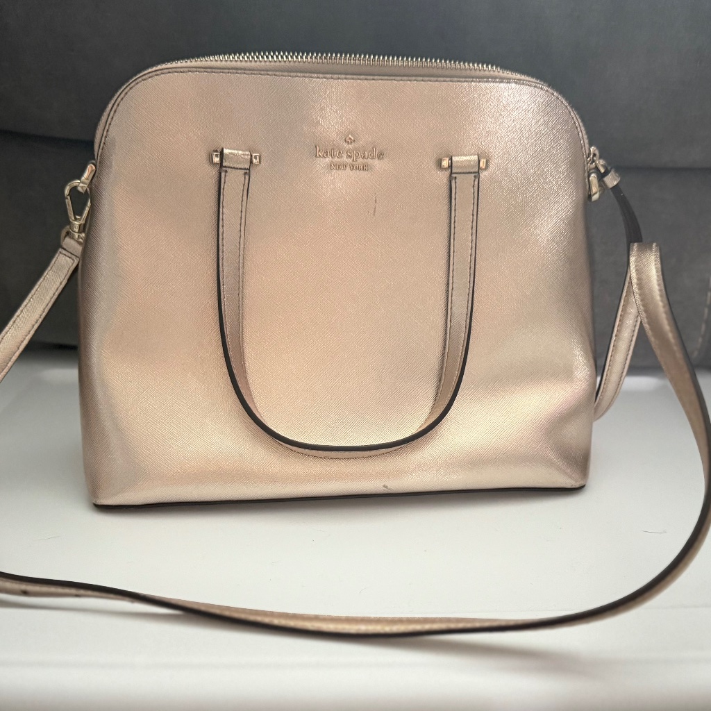 Kate Spade Medium Dome Satchel Metallic Gold Purse